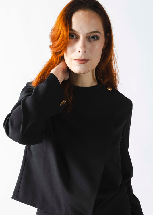 L’IMPÉRIALE : Blazer noir doré femme cintré